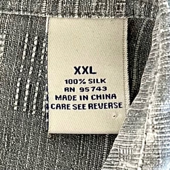 Island Republic Mens Shirt Sz XXL Short Sleeve Button Up Gray Stripes 100% Silk - Picture 6 of 12